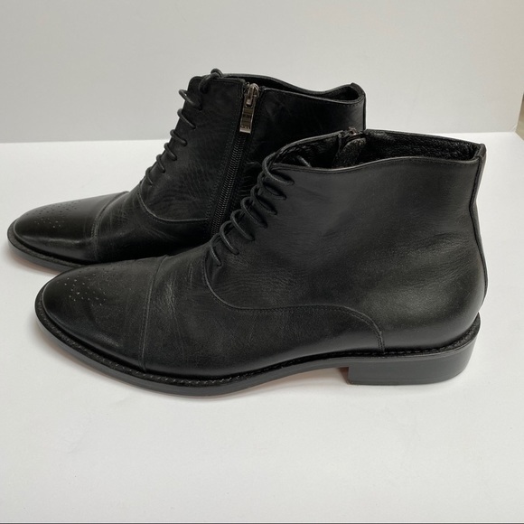 Black Leather Laced Boots main image 4